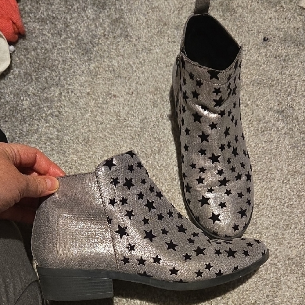 Made In Mexico, Unique, Black Star Silver Boots Unique Rare Style Celestial - Picture 2 of 6